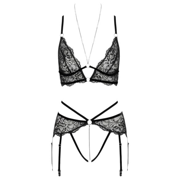 Abierta Fina - set reggiseno aperto in pizzo (nero) - M