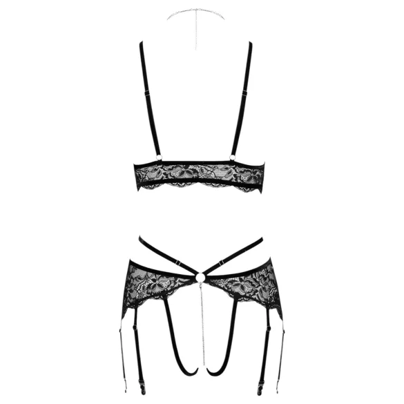 Abierta Fina - set reggiseno aperto in pizzo (nero) - XL