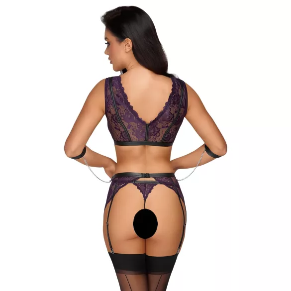 Cottelli Bondage - Set intimo e manette (nero-viola)