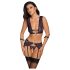 Cottelli Bondage - Set lingerie e manette (nero-viola) - M