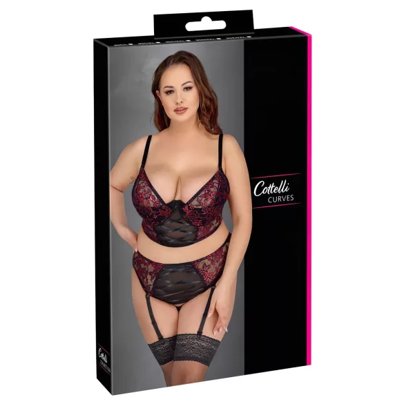 Cottelli Plus Size - set reggiseno e slip - rosso - taglie forti - 90C/XL