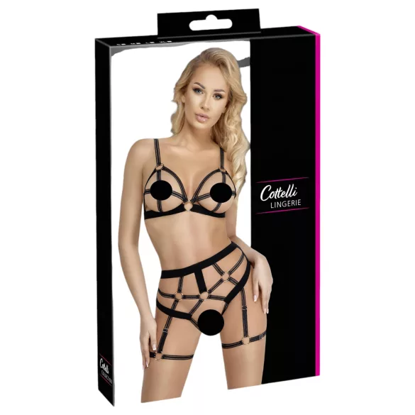Cottelli - set body harness donna due pezzi - nero - L