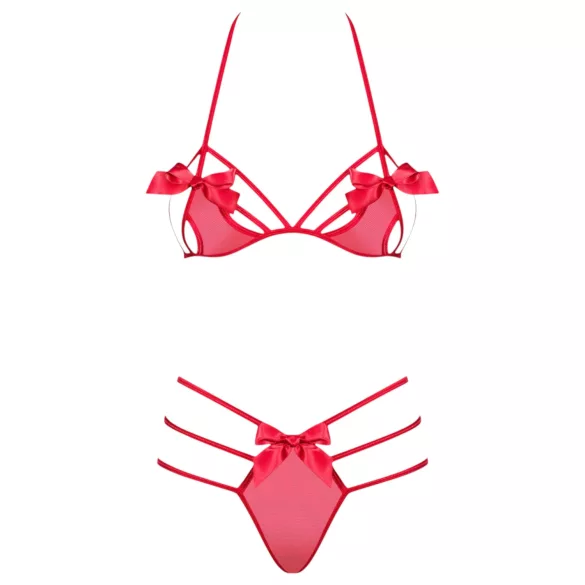 Obsessive - completo intimo con fiocco - rosso