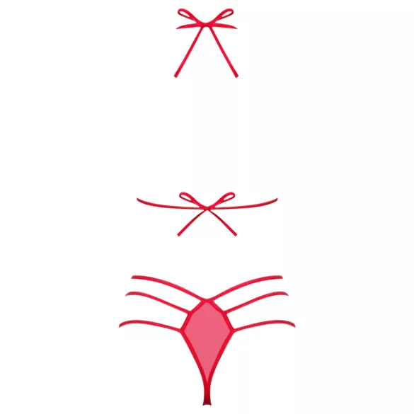 Obsessive - completo intimo con fiocco - rosso