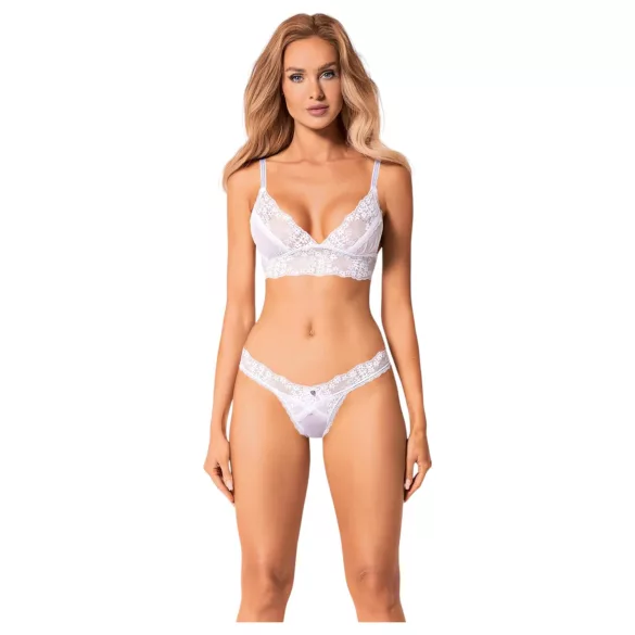 Obsessive - completo intimo pizzo - reggiseno e slip - bianco - M/L