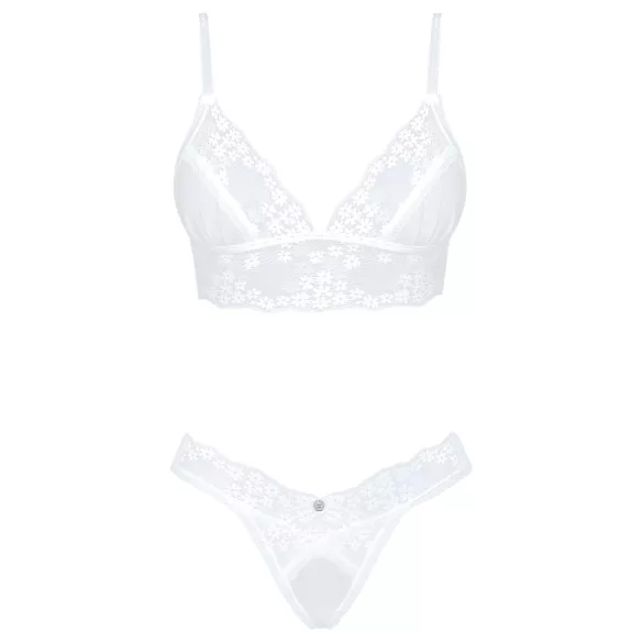 Obsessive - completo intimo pizzo - reggiseno e slip - bianco - M/L
