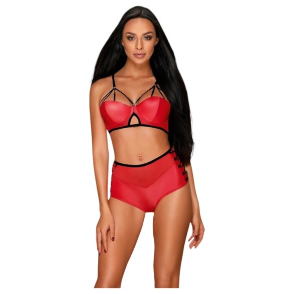 Leatheria Seduzione - set reggiseno effetto pelle rosso S/M