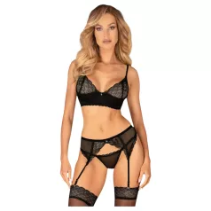   Obsessive Chemeris - set reggiseno con reggicalze (nero) - M/L