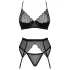 Obsessive Chemeris - set reggiseno con reggicalze (nero)