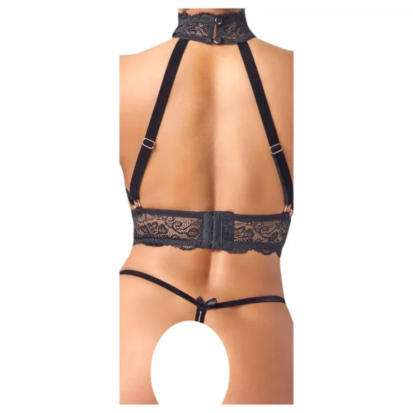 Abierta Fina - completo intimo aperto con catene - nero