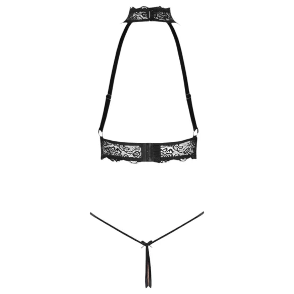 Abierta Fina - completo intimo aperto con catene - nero
