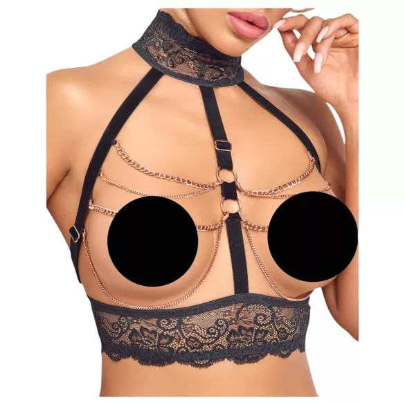 Abierta Fina - completo intimo aperto con catene - nero - L