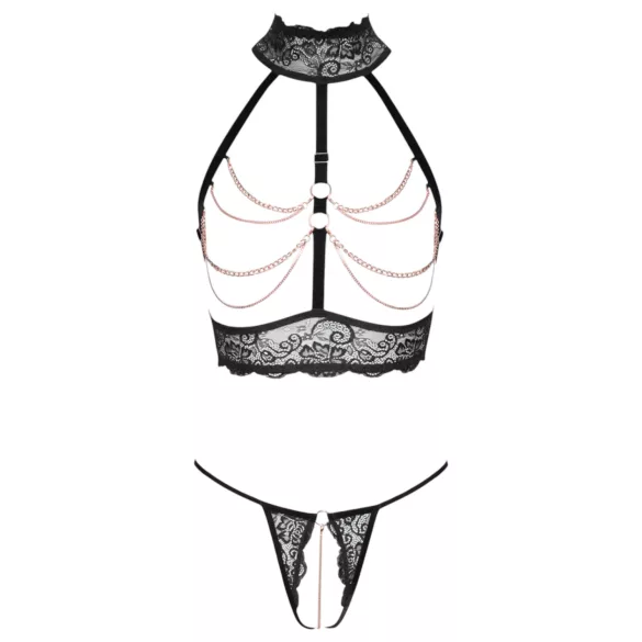 Abierta Fina - completo intimo aperto con catene - nero - L
