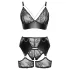 Cottelli Curves - set reggiseno e slip pizzo con inserti effetto pelle - nero - 2XL