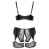 Cottelli Curves - set reggiseno e slip pizzo con inserti effetto pelle - nero - 2XL