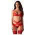 Set di lingerie in pizzo rosso Obsessive Cupid Desir