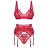 Set di lingerie in pizzo rosso Obsessive Cupid Desir