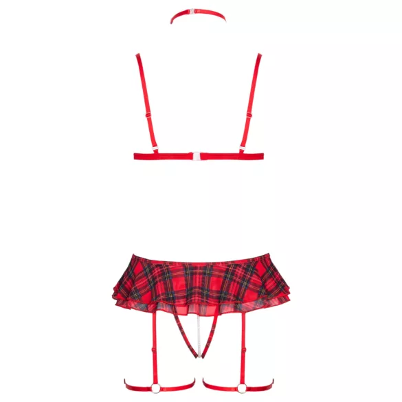 Cottelli - set di intimo a quadri con reggicalze (rosso a quadri)