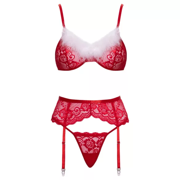 Cottelli - completo intimo natalizio in pizzo - rosso - L/XL
