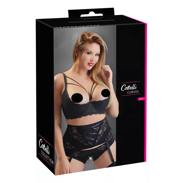 Cottelli Plus Size - reggiseno sollevaseno con spalline e anelli - nero - 95F