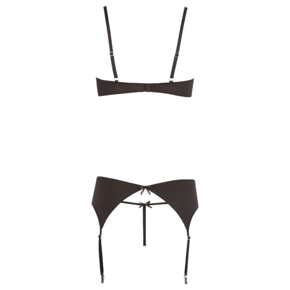 Abierta Fina - set di lingerie scintillante con pietre (nero)