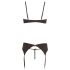 Abierta Fina - set di lingerie scintillante con pietre (nero)