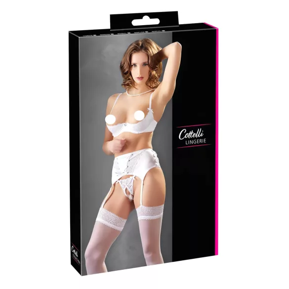 Cottelli - reggiseno sollevatore con lacci e pizzo - bianco - 85C/L