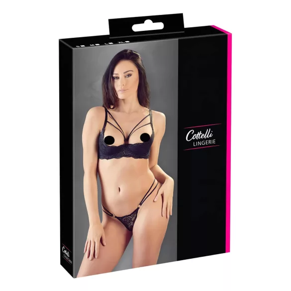 Cottelli - reggiseno aperto con anelli e tanga - nero