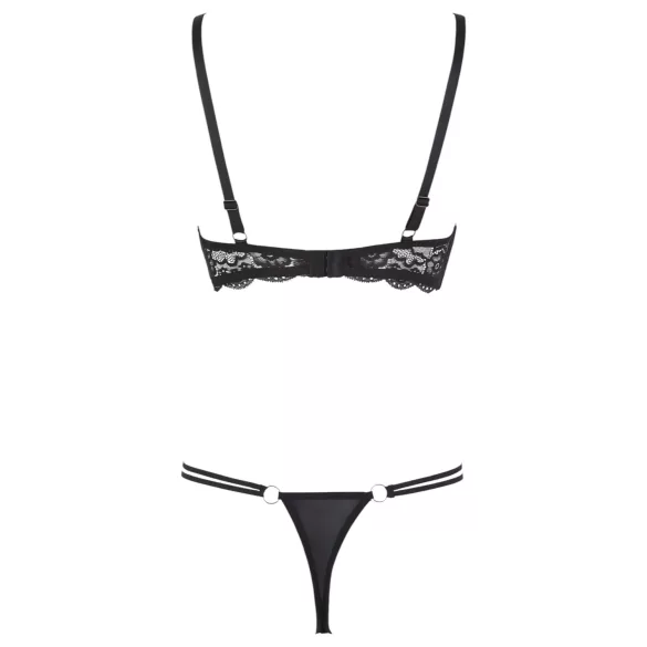 Cottelli - reggiseno aperto con anelli e tanga - nero
