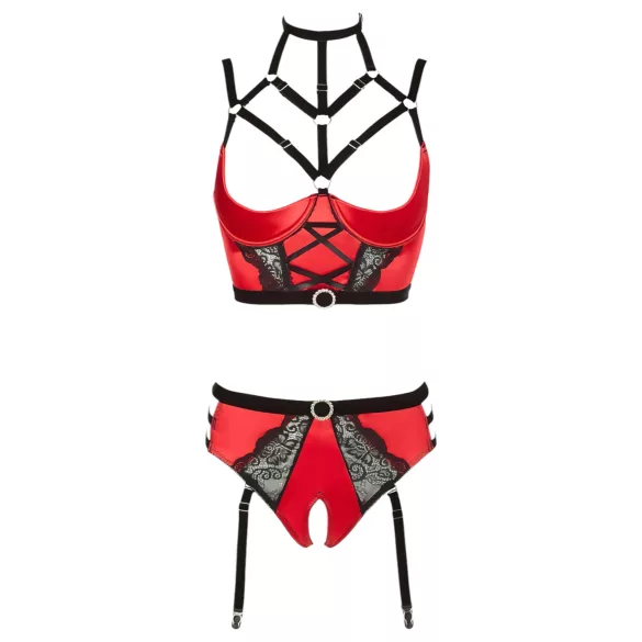 Set Reggiseno Aperto - Anelli (Rosso)