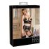 Abierta Fina - scintillante set lingerie in pizzo con cinghie (nero)