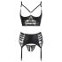 Abierta Fina - scintillante set lingerie in pizzo con cinghie (nero)