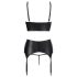 Abierta Fina - scintillante set lingerie in pizzo con cinghie (nero)