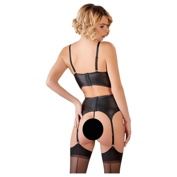 Abierta Fina - completo intimo con pizzo e cinturini - nero - 80C/M