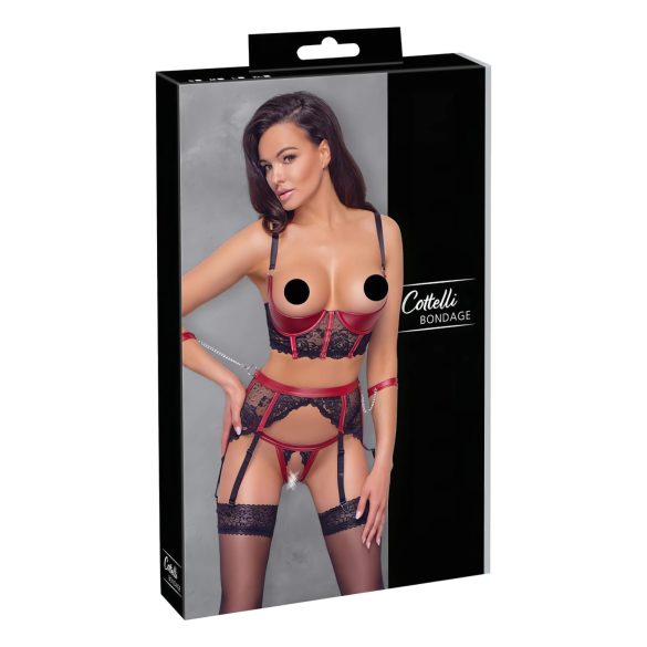Cottelli Bondage - Set reggiseno push-up in pizzo opaco (rosso)
