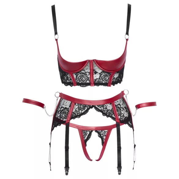 Cottelli Bondage - reggiseno aperto con pizzo - rosso - L