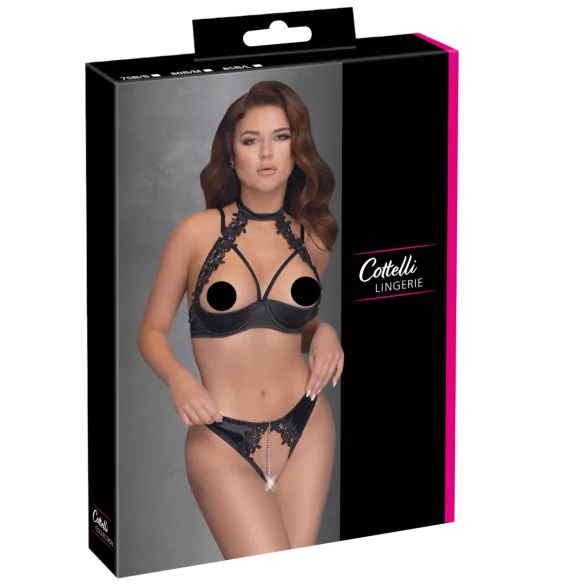 Cottelli - reggiseno con pizzo e collarino - set intimo nero