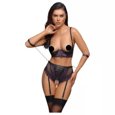   Cottelli Bondage - set reggiseno e manette per le braccia (nero-viola)