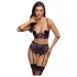 Cottelli Bondage - set reggiseno e polsini - nero viola - L