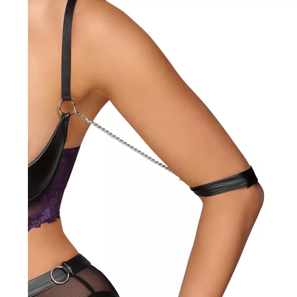 Cottelli Bondage - set reggiseno e polsini - nero viola - L