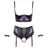 Cottelli Bondage - set reggiseno e polsini - nero viola - L