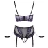 Cottelli Bondage - set reggiseno e polsini - nero viola - L