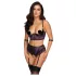 Cottelli Bondage - set reggiseno e polsini - nero viola - XL