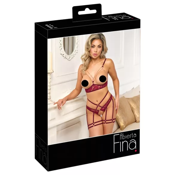Abierta Fina - reggiseno a catena con slip - rosso - M