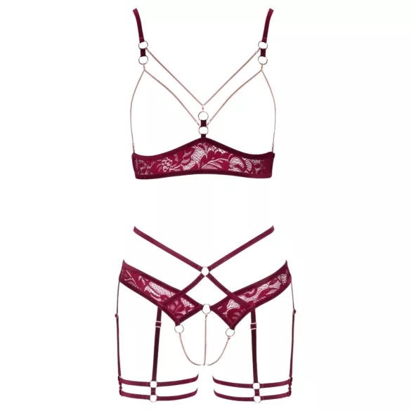 Abierta Fina - reggiseno a catena con slip - rosso - M