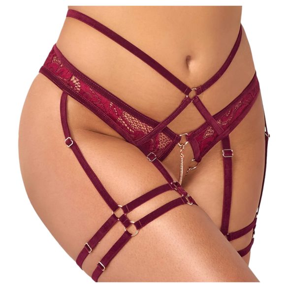 Abierta Fina - reggiseno a catena con slip - rosso - L
