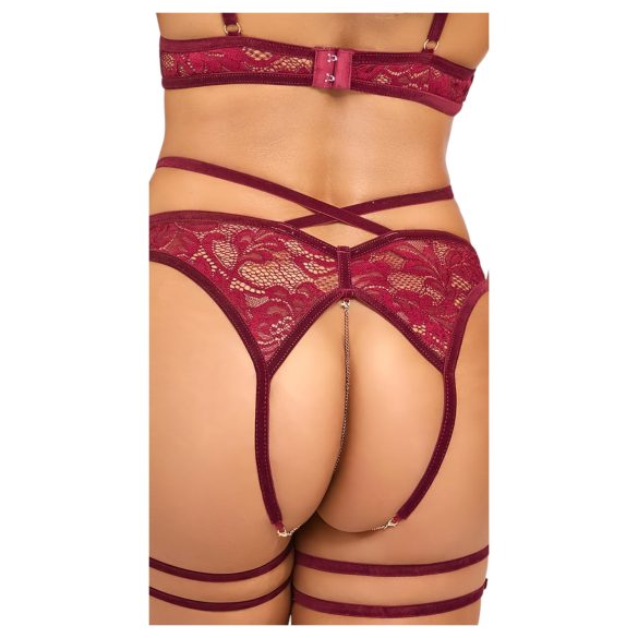 Abierta Fina - reggiseno a catena con slip - rosso - L