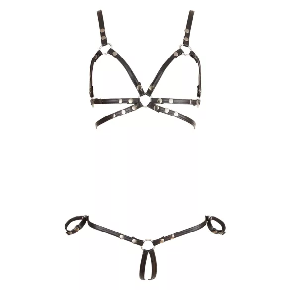 Cottelli Bondage - body harness bikini decorativo lucido - nero - XL
