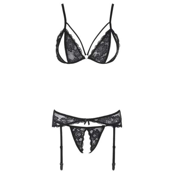 Cottelli - completo intimo aperto in pizzo nero - L