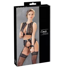   Cottelli Bondage - set di lingerie in pizzo + manette (4 pezzi) - M